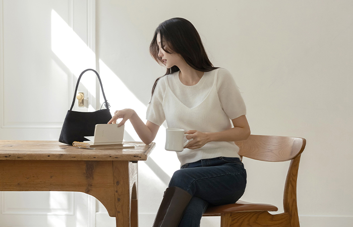 柔软的 安哥拉&羊毛 针织衫 吊带