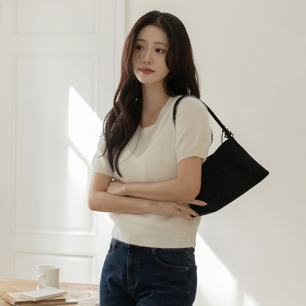 柔软的 安哥拉&羊毛 针织衫 吊带