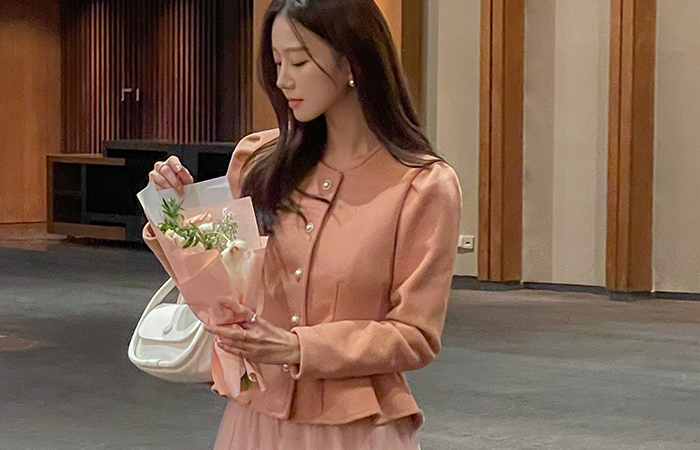 [O:neul] Charmant 荷叶边 线条 弹力 羊毛 罩衫