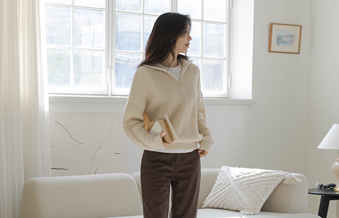 高龄 반 拉链卫衣 稍厚的 针织衫