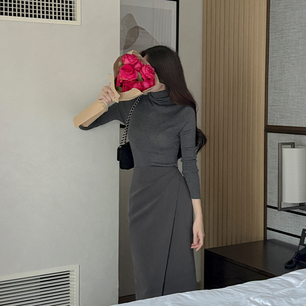 Every Day 羊毛 高翻领 条绒 针织衫