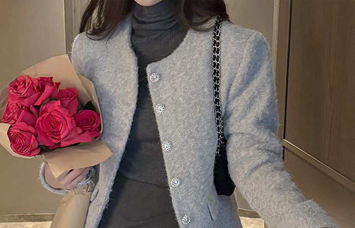 稍厚的 柔软的 2唡 棉衣 圆领 夹克