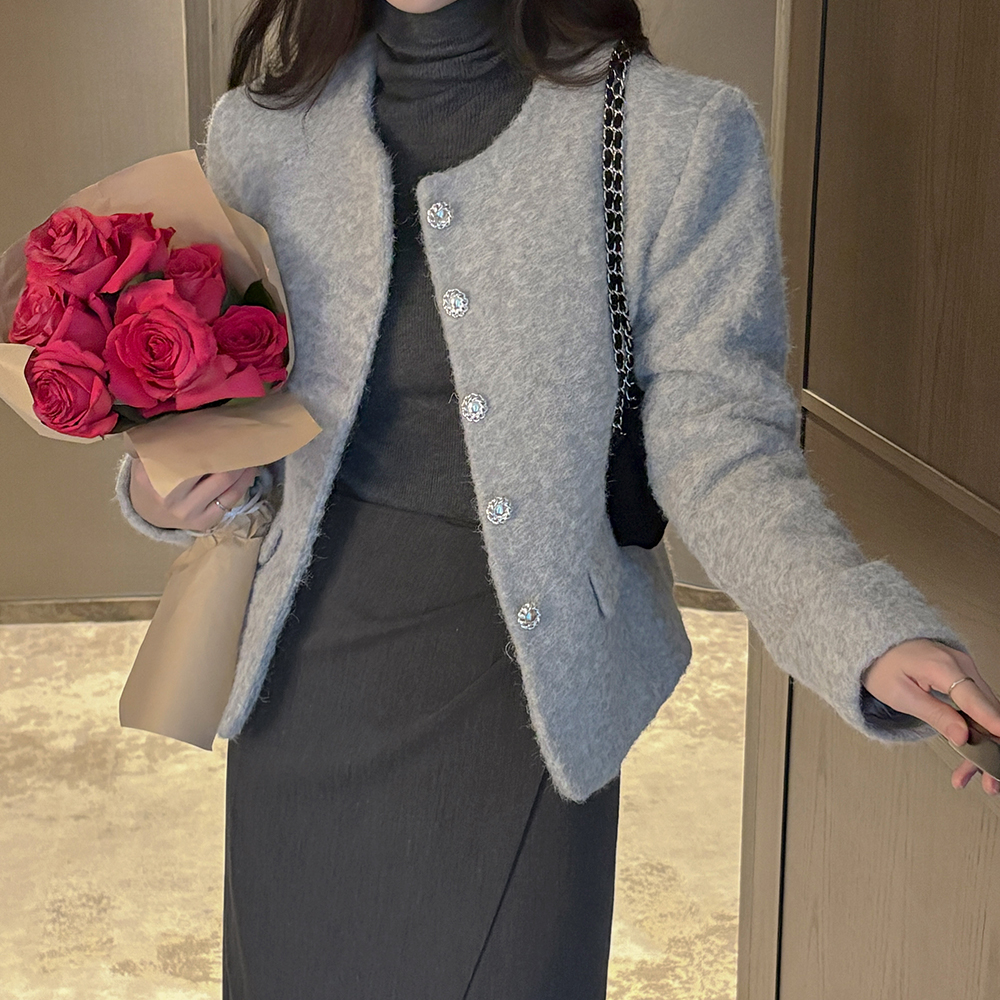 稍厚的 柔软的 2唡 棉衣 圆领 夹克