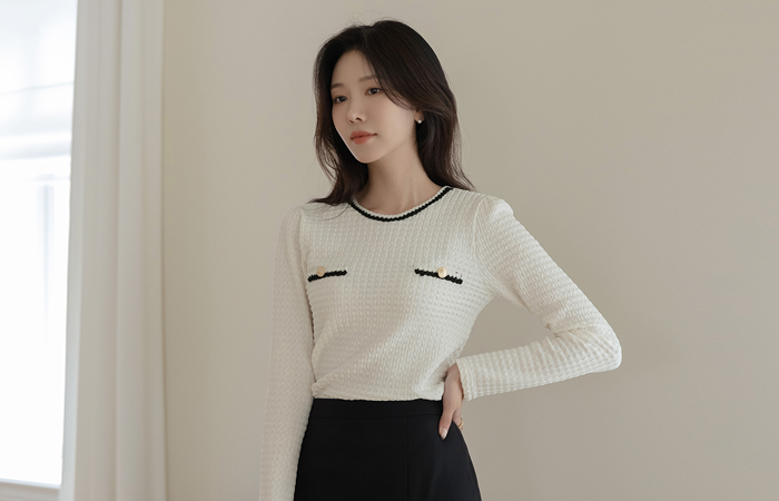 古典 配色 弹力 罩衫