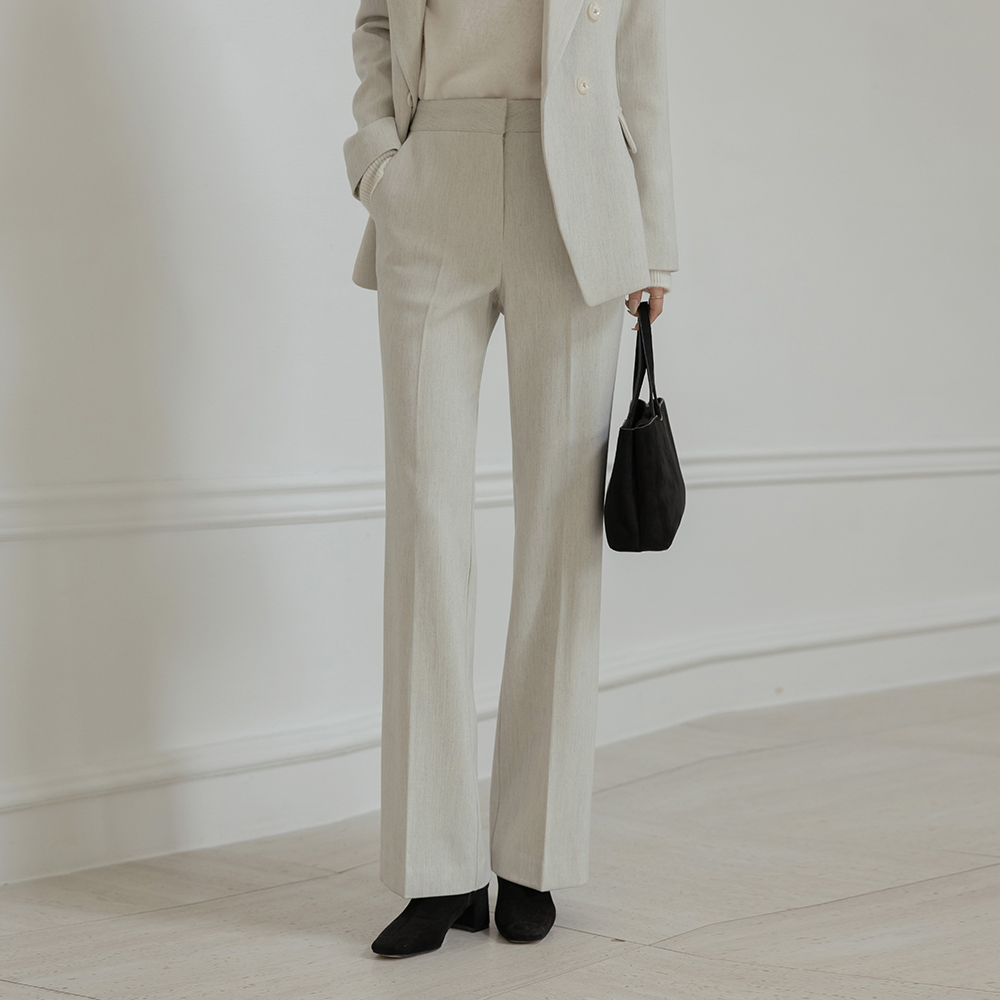 古典 一字型 羊毛 Set-up 宽松长裤