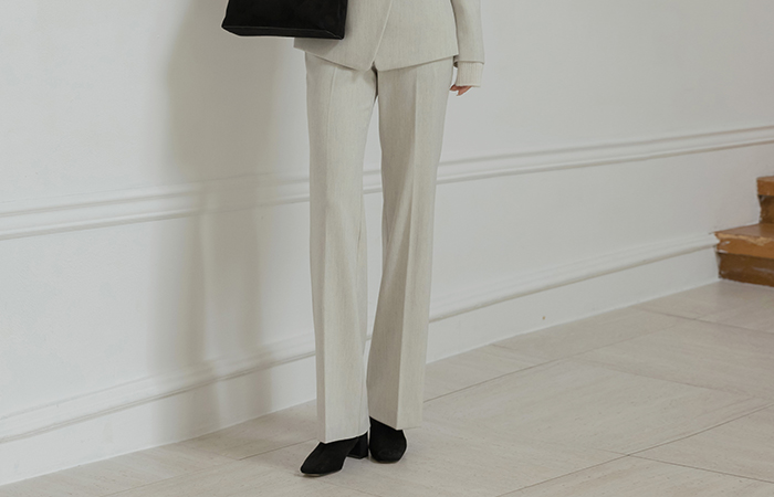 古典 一字型 羊毛 Set-up 宽松长裤