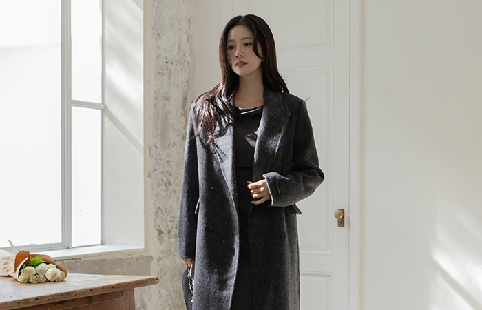 订制领子 双 扣子 羊毛 手工 大衣