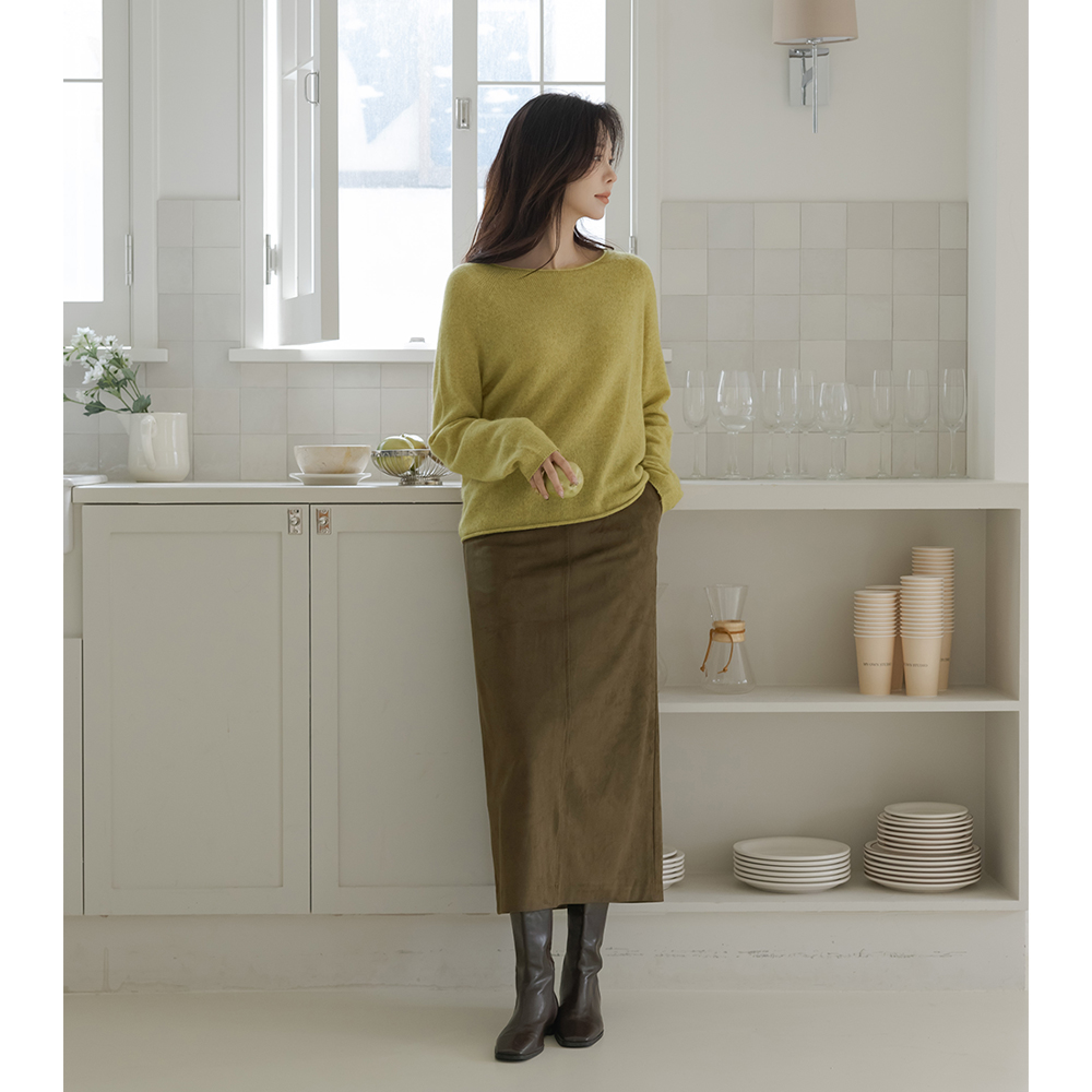 日常 翻毛皮 H字型 长款 裙子