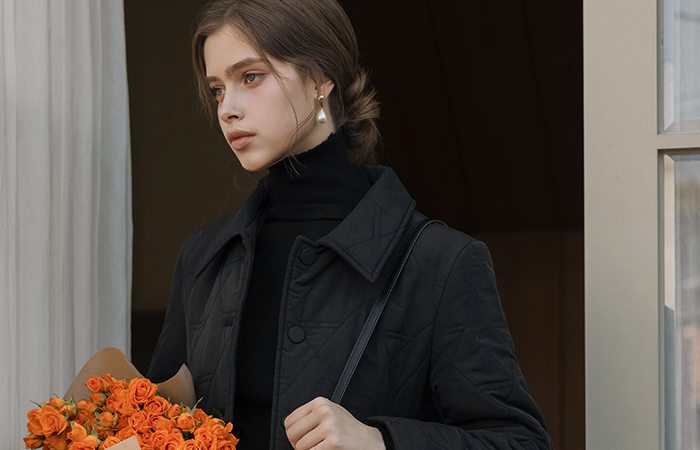 女性化的 4唡 绗缝 A字型 长款 羽绒服