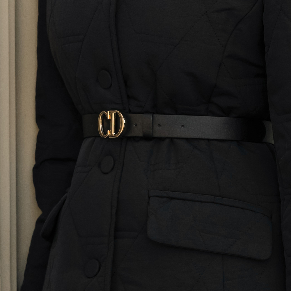 女性化的 4唡 绗缝 A字型 长款 羽绒服_腰带