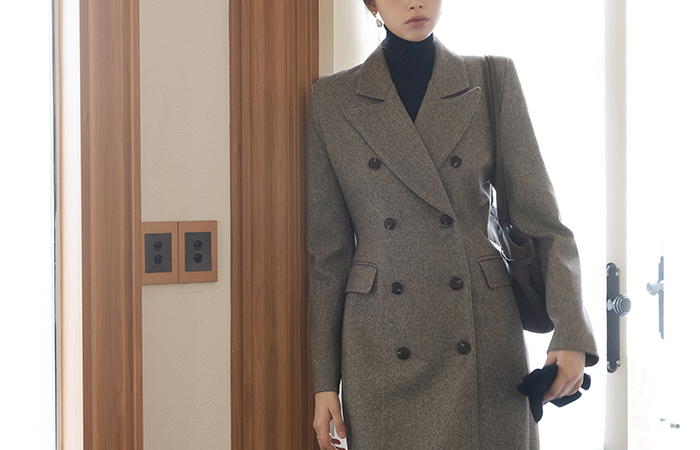 古典 双排扣 H字型 长款 连衣裙