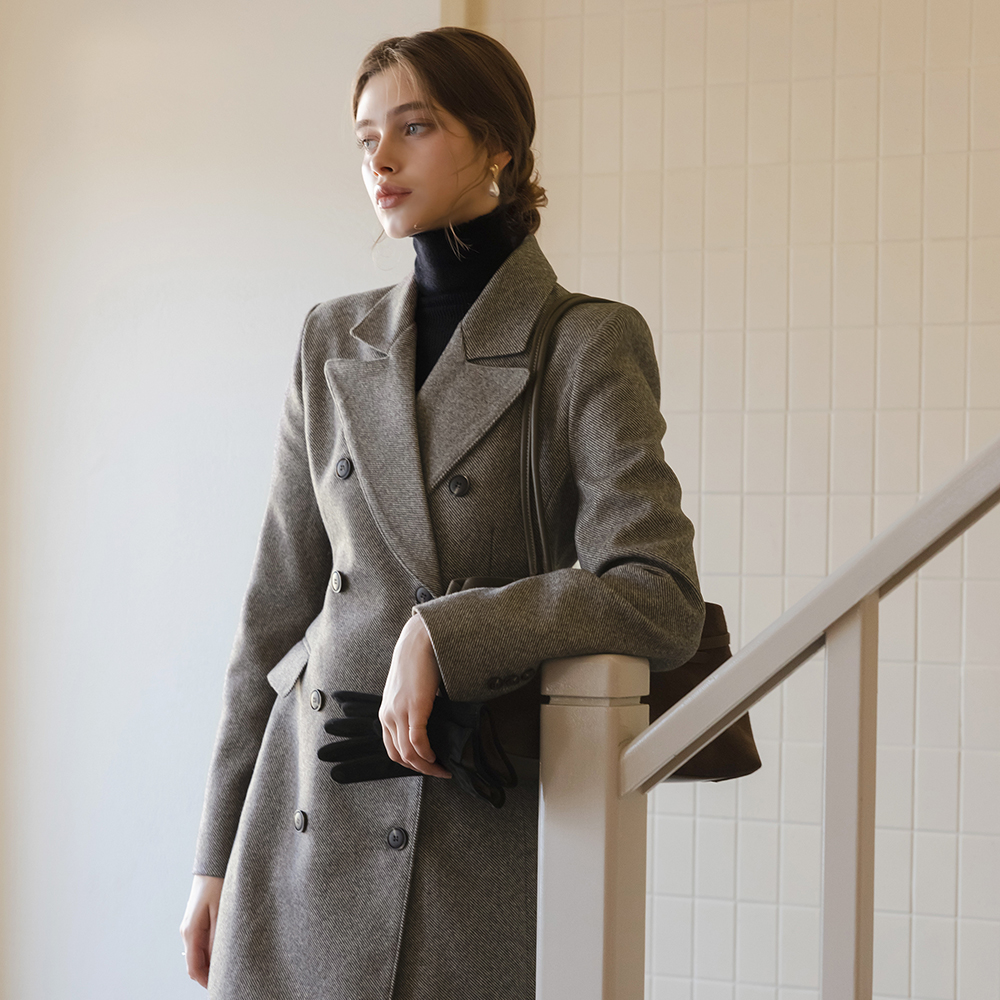 古典 双排扣 H字型 长款 连衣裙