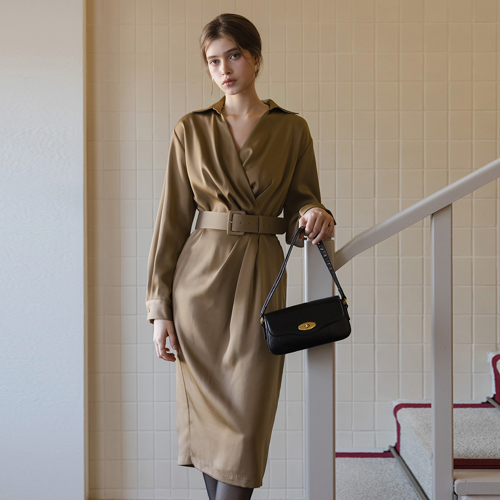 裹身风格 丝滑 连衣裙(+腰带)