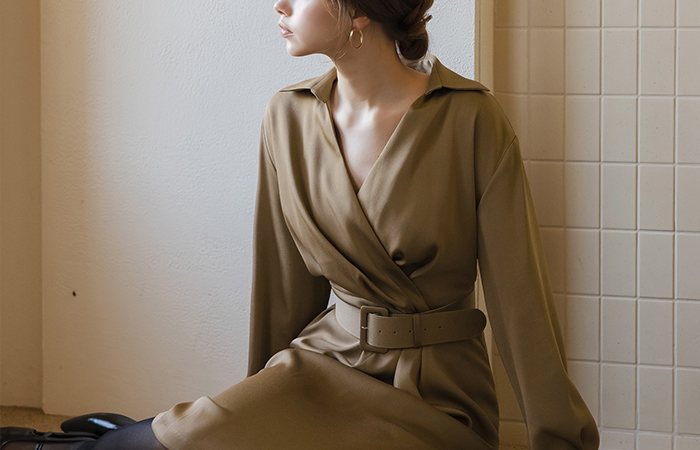 裹身风格 丝滑 连衣裙(+腰带)