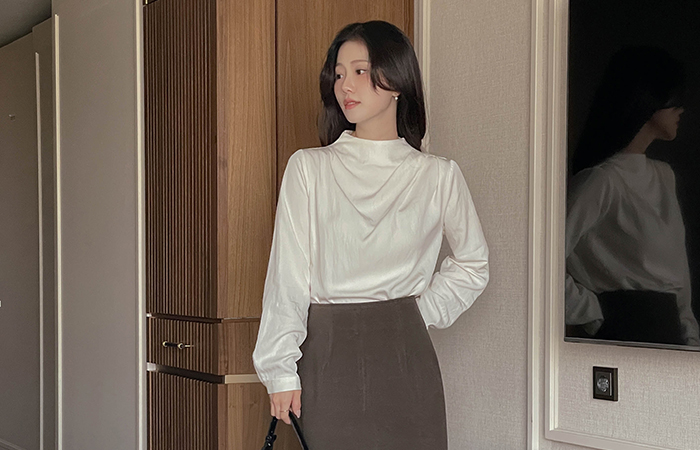 半高领 披盖 罩衫