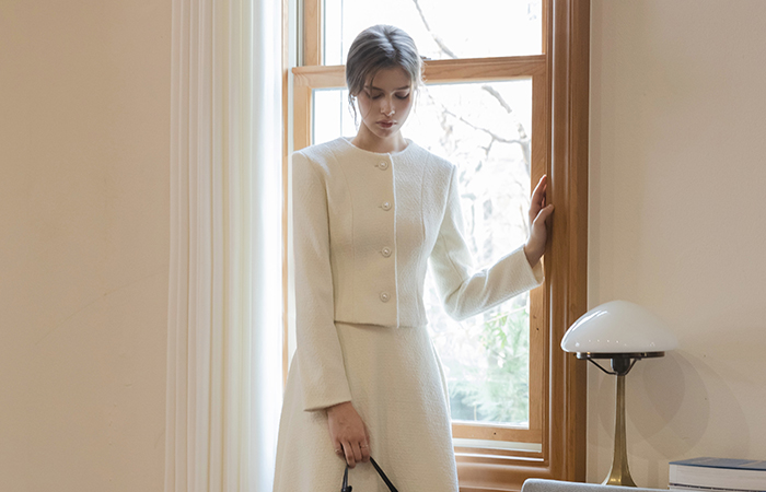 布拉格 修身 结子花式 粗呢 Set-up 夹克