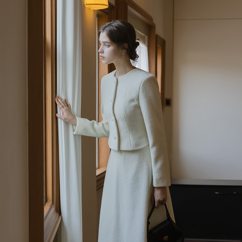 布拉格 修身 结子花式 粗呢 Set-up 夹克