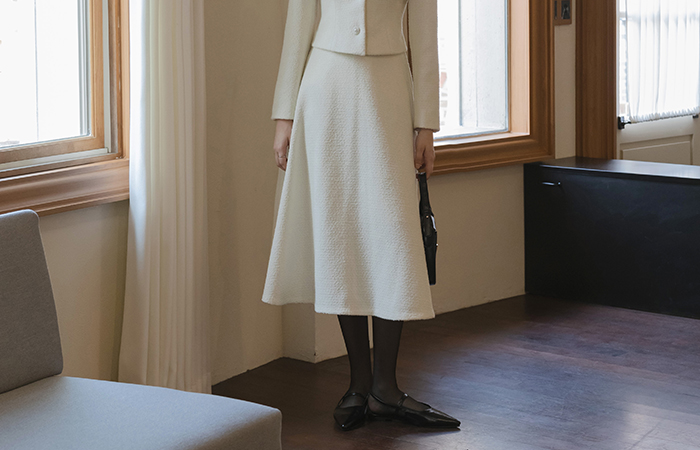 布拉格 结子花式 粗呢 Set-up 裙子