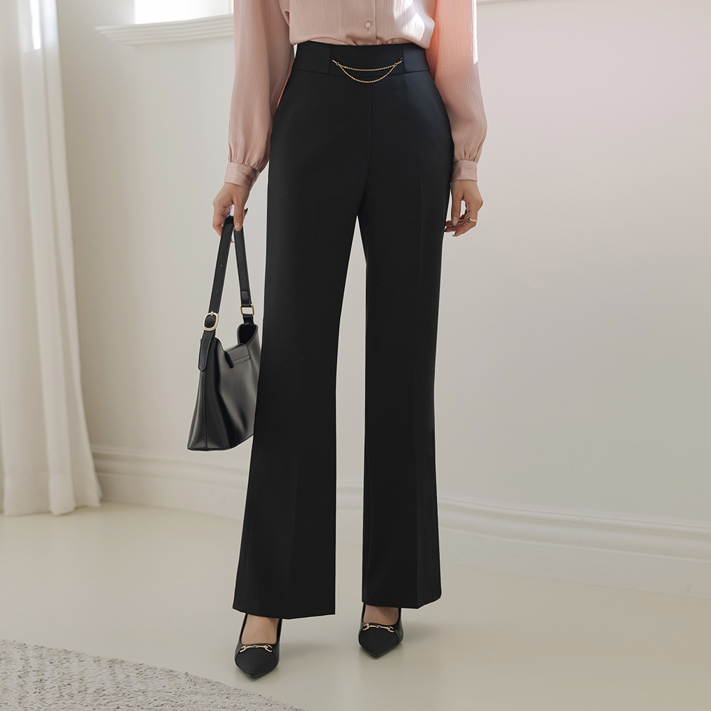 链条 点缀 拉绒 喇叭 宽松长裤