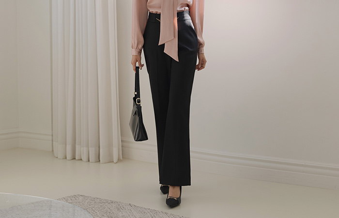 链条 点缀 拉绒 喇叭 宽松长裤