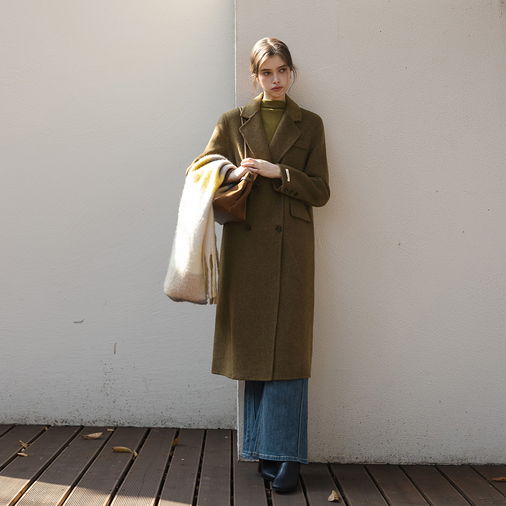 羊毛100% 人字呢 手工 长款 大衣