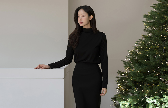 日常 拉绒 内衬 半高领 弹力 T恤衫