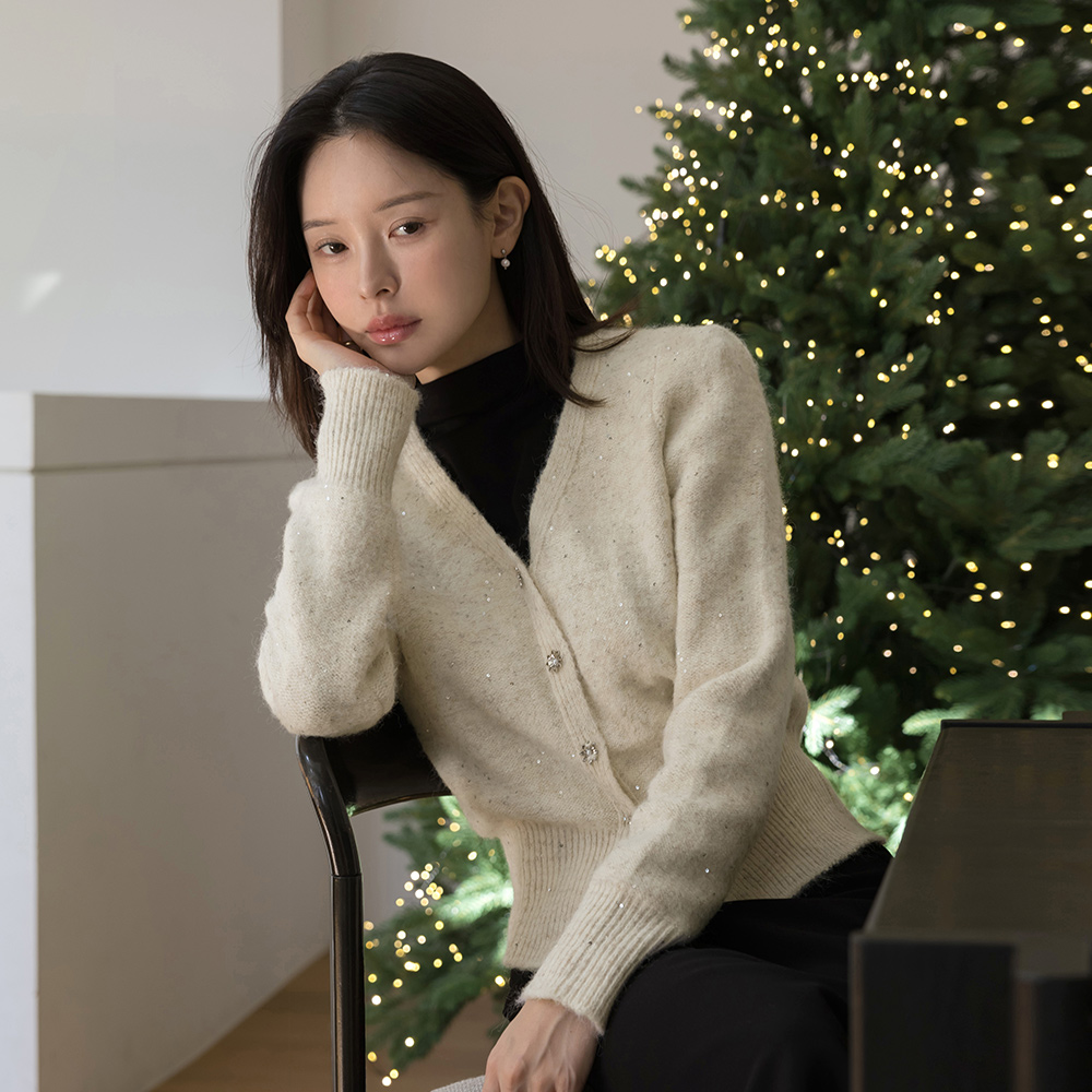 亮片 花纹 扣子 羊毛 针织衫 开衫