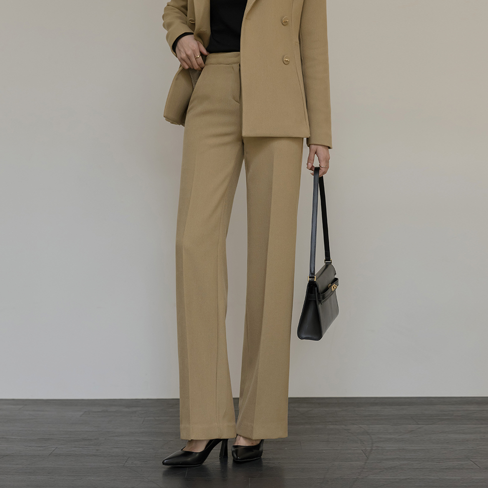 Jane 古典 一字型 拉绒 Set-up 宽松长裤