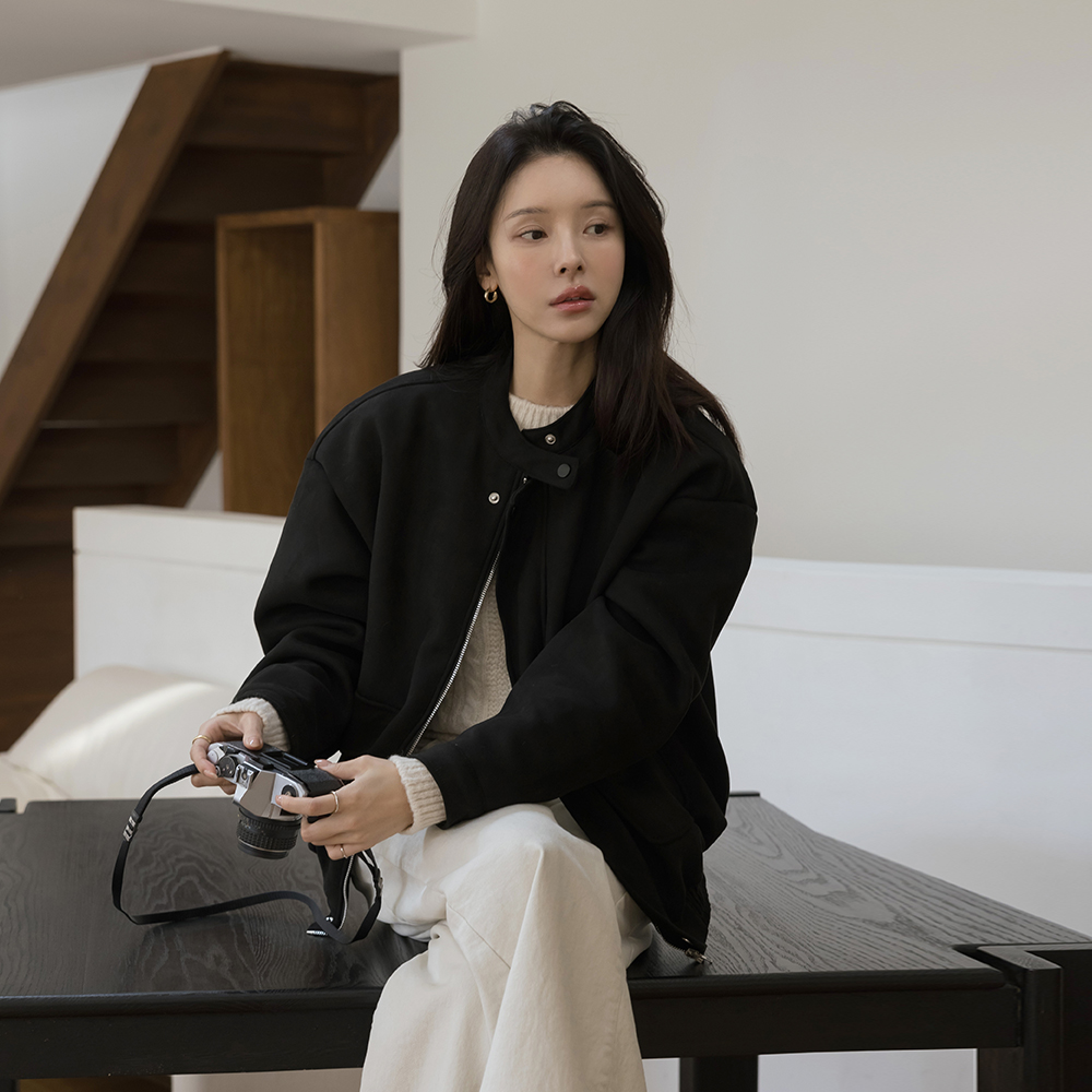 翻毛皮 貂皮毛 内衬 束腰夹克 夹克