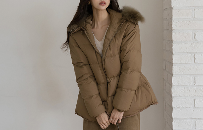 真 狐狸毛 鸭绒 100% 抽绳 羽绒服