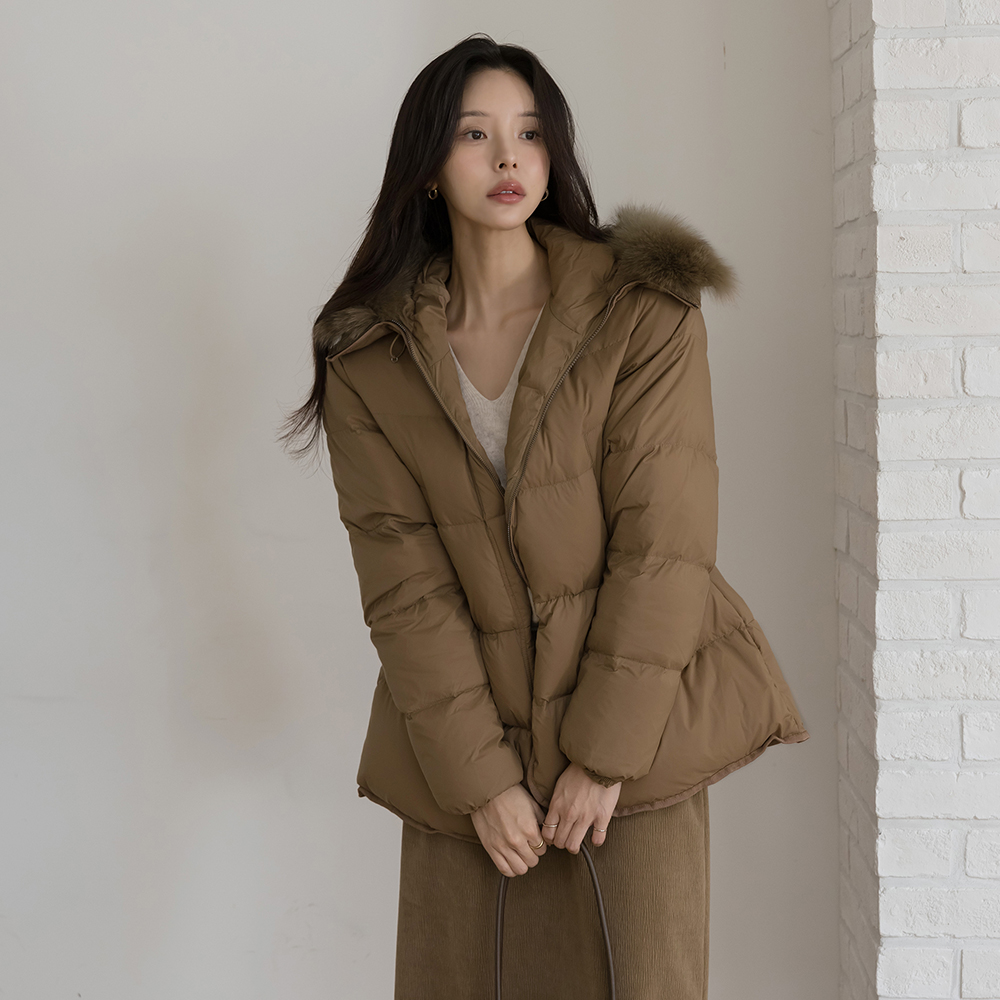 真 狐狸毛 鸭绒 100% 抽绳 羽绒服