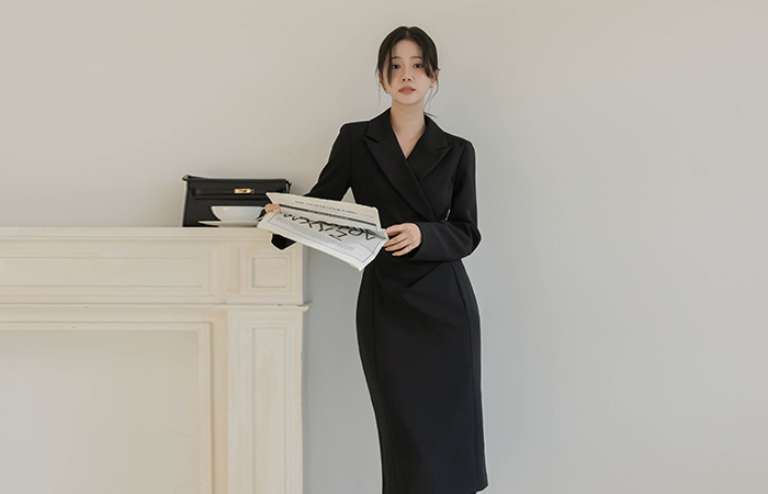 裹身风格 褶皱 H字型 弹力 连衣裙