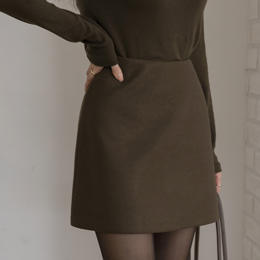 冬季 H字型 羊毛 迷你 裙子