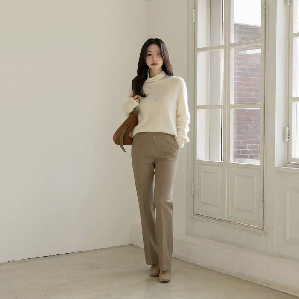 两扣 弹力 拉绒 宽松长裤