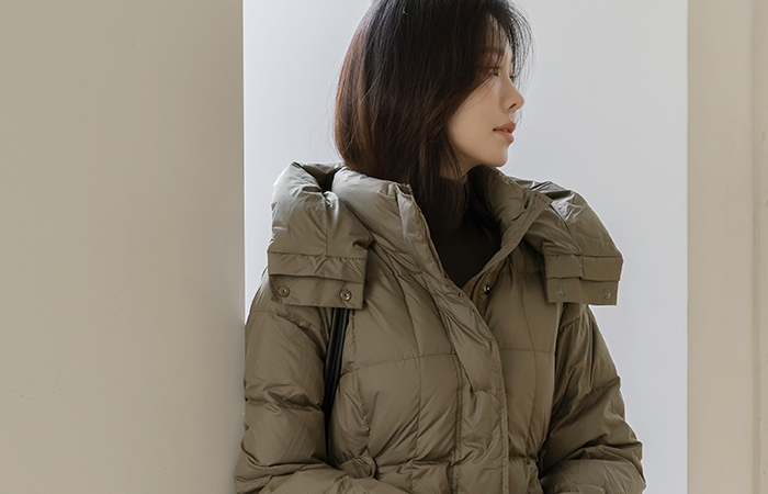 鸭绒 带帽 后侧抽绳 短上衣 羽绒服