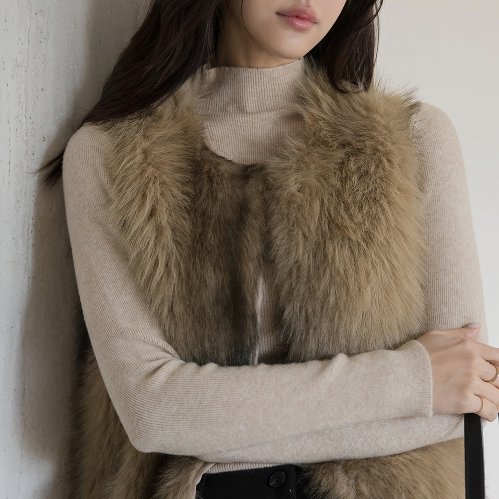 Pony 圆领 Eco 毛皮草 马甲