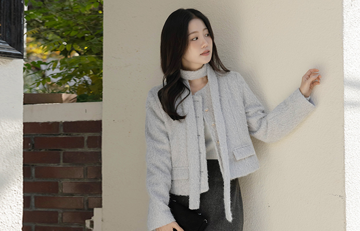 结子花式 粗呢 棉衣 夹克(+领带)