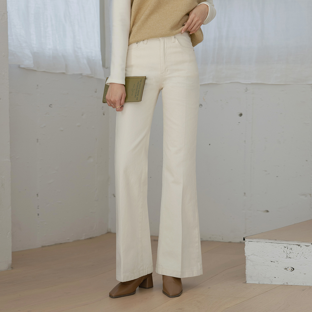 棉 条绒 编织的 喇叭 拉绒 裤子