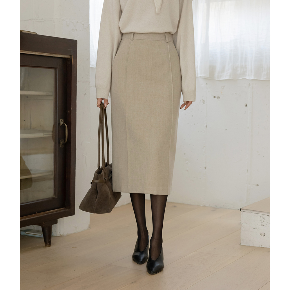 冬季 线条 点缀 稍厚的 拉绒 裙子