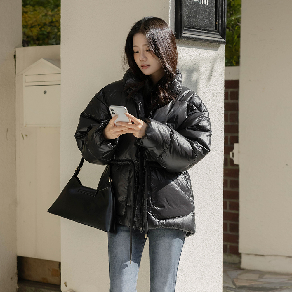 鸭绒100% 有光泽 高龄 短上衣 羽绒服