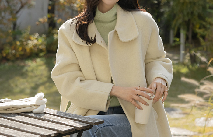 羊毛100% 手工 短上衣 大衣(+腰带)