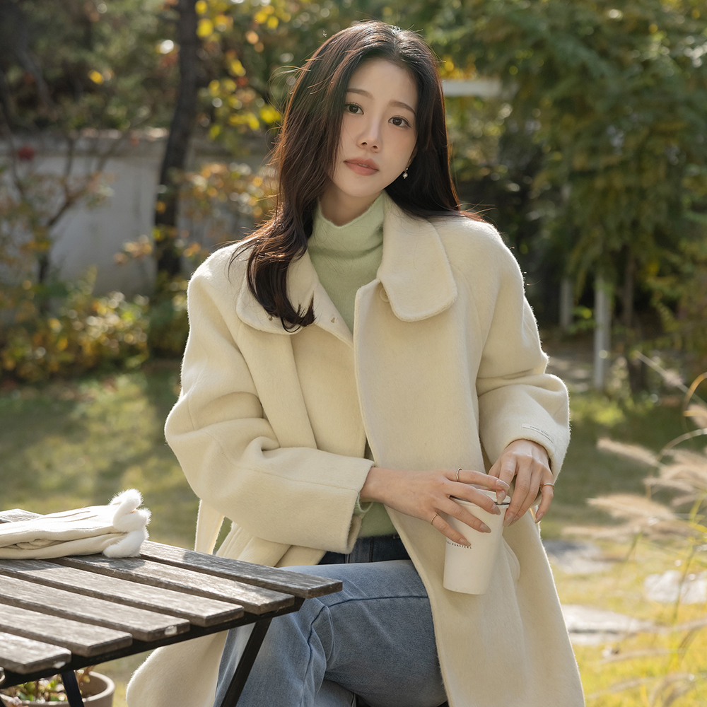 羊毛100% 手工 短上衣 大衣(+腰带)