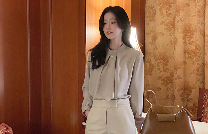 围巾领 黄金 项链 分层 罩衫