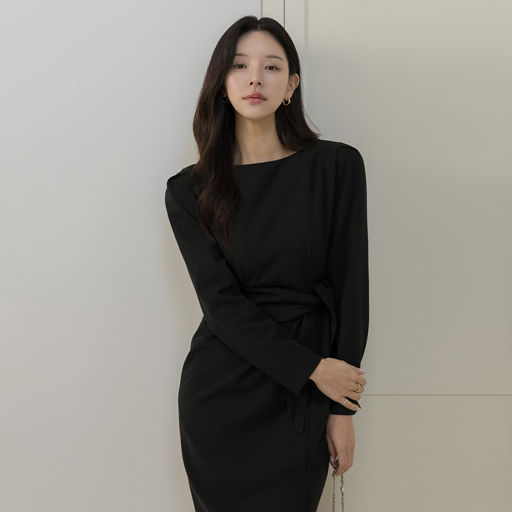  船形领 打结 H字型 连衣裙