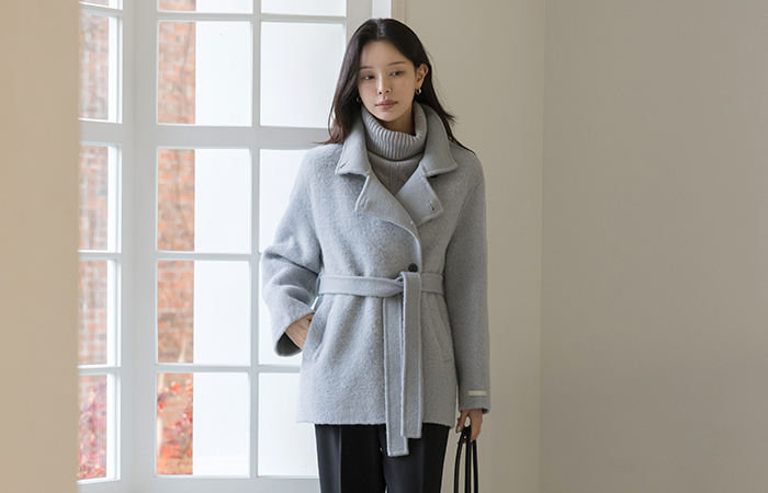 羊驼毛&羊毛 手工 短上衣 大衣(+腰带)