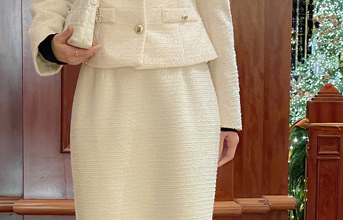 闪亮 ODE H字型 粗呢 Set-up 裙子