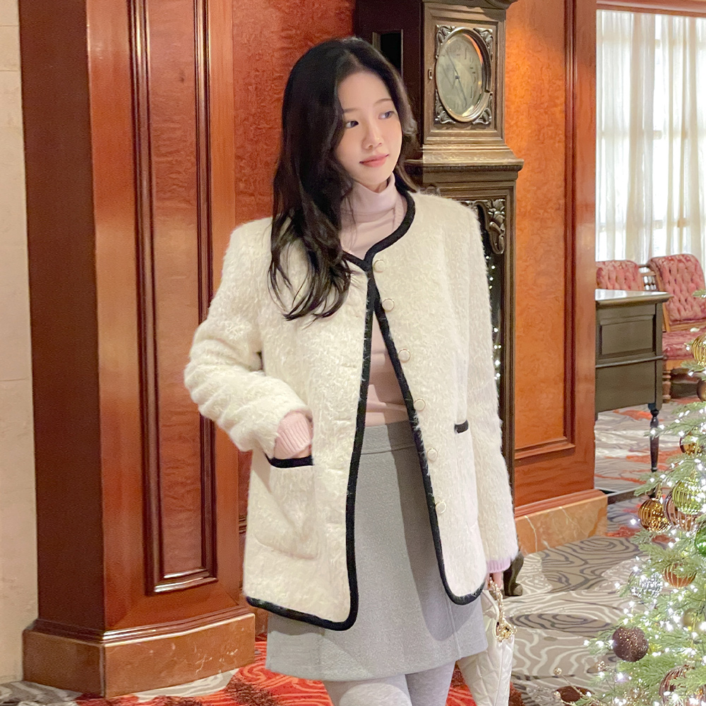 配色 圆领 ODE 棉衣 短上衣 夹克