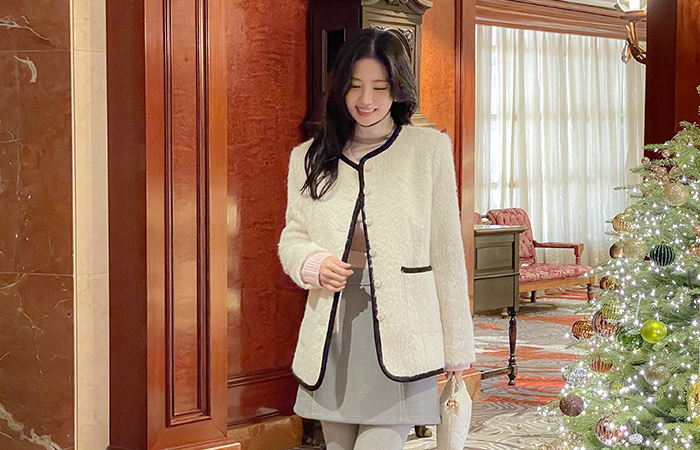 配色 圆领 ODE 棉衣 短上衣 夹克