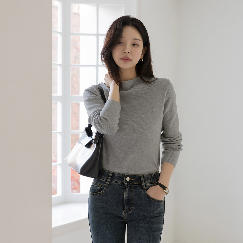 柔丝 基本 반목넥 针织衫