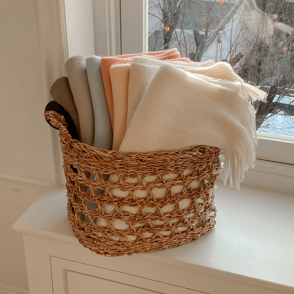 柔丝 配色 穗饰 围巾